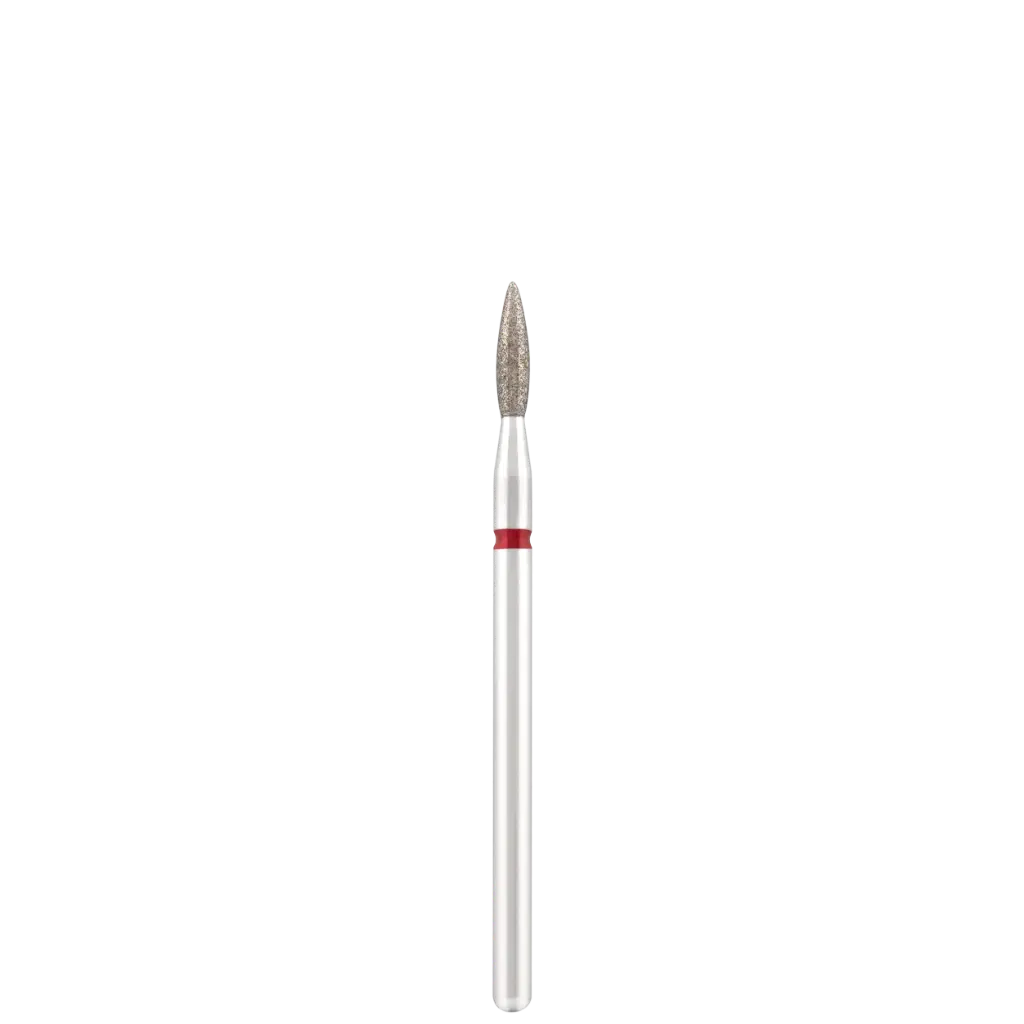 Diamond bit "flame" sharp red, L- 8,0 mm., Ø2,1 mm.